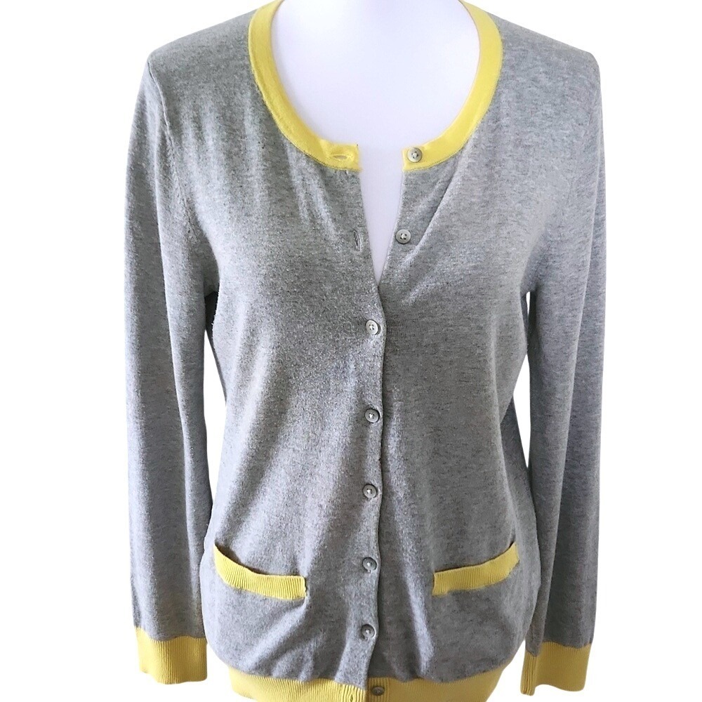 Old Navy Gray and Yellow Colorblock Cardigan Size M